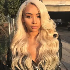 12A Grade Lace Front Wig Blonde Transparent Lace Wig 13X6 The Lightest Color Curly Blonde Human Hair Wigs For White Woman