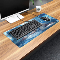 Tapis de bureau en caoutchouc avec impression de logo personnalisée, surface en tissu de haute qualité, surjetée, tapis de souris de jeu extra large pour anime