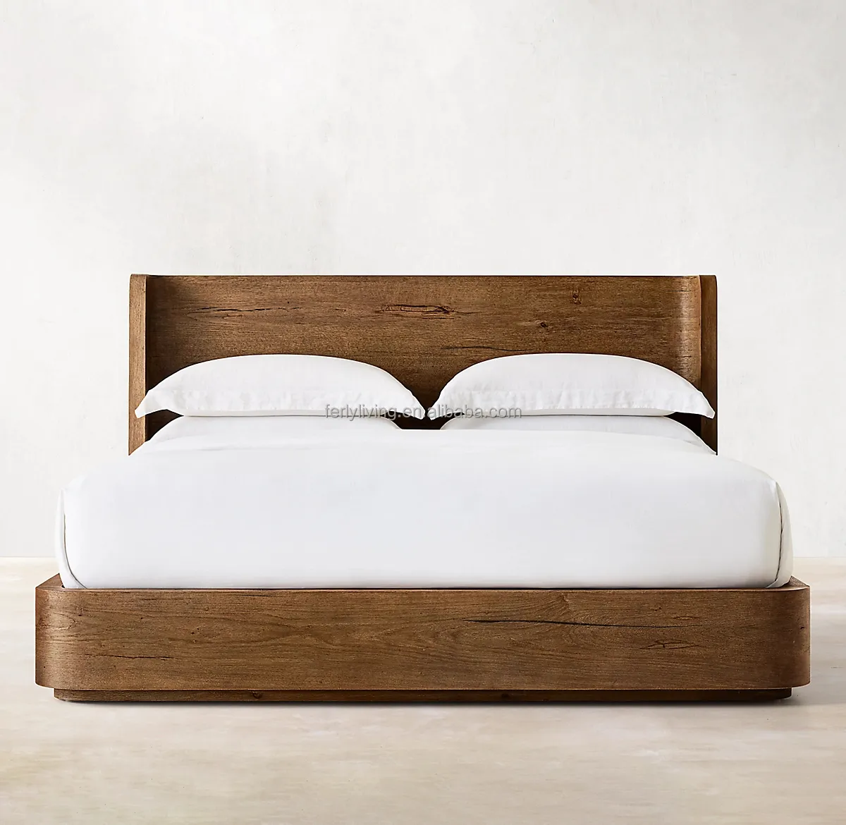 Modern Design Interior Furniture Home Furniture Bedroom Solid Wood Bed Hotel Minimalist Wooden Bed