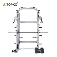 TOPKO Station de fitness multifonctionnelle CE : Machine Smith, Power Rack et Crossover à câbles