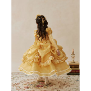 Vestido de Princesa Estilo Palacio Bordado Vintage para Niñas, Primavera, Otoño, Invierno, con Mangas Abullonadas, Vestido de Cumpleaños - Product Image 5