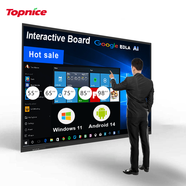 85 65 75 55 86 98 115 Inch 4K Android OPS Interactive Display Smart Board 86 Inch Touch Screen Monitor Interactive Whiteboard