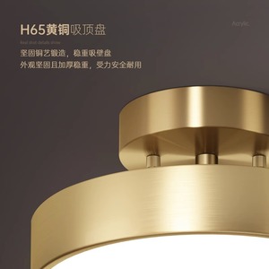 Plafonnier LED moderne minimaliste nordique pour entrée, luminaire créatif en cuivre massif à montage en surface pour la maison - Product Image 1