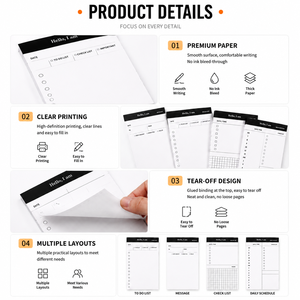 Custom Logo Graphic <b>Printing</b> A6 Tear Off Memo Pad To Do List Planner Notepad Glued Binding Thick Recycled Lined Paper Clear Prin - Product Image 3