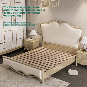 Lit en bois massif de chêne américain, style classique et moderne, confortable, meubles de chambre à coucher - Product Image 2