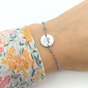 Bracelets personnalisés avec médaillon gravé et chaînes <span class=keywords><strong>de</strong></span> perles Bracelets <span class=keywords><strong>de</strong></span> bijoux pour <span class=keywords><strong>maman</strong></span> Cadeaux <span class=keywords><strong>de</strong></span> <span class=keywords><strong>naissance</strong></span> Cadeaux <span class=keywords><strong>de</strong></span> Saint-Valentin - Product Image 3