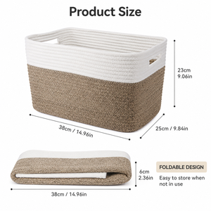 <span class=keywords><strong>Cesto</strong></span> portaoggetti grande in corda di cotone, pieghevole, in tessuto, con manici, <span class=keywords><strong>bianco</strong></span>, in lino, color kaki, per cameretta - Product Image 2