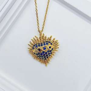 Venta caliente Ins estilo 18K chapado en oro cobre latón joyería circón corazón colgante collar para ocasiones de fiesta - Product Image 4