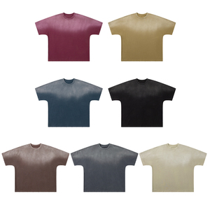 Vintage Washed Sun Faded 270GSM T Shirt Men's Oversized Short Sleeve Casual Streetwear Custom Logo Tshirt Digital Print T-shirt - Product Image 4
