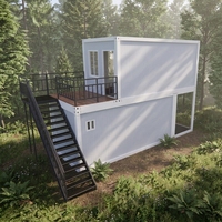 Maison conteneur à deux étages avec mur-rideau en verre, démontable, haute isolation, moderne, pour bâtiment commercial polyvalent, hôtel, parc
