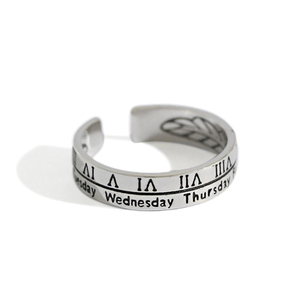 Vintage Thai <strong>Silver</strong> Roman Numeral Week Adjustable Open <strong>Ring</strong> for <strong>Men</strong> and Women Week Days Roman Numerals <strong>Silver</strong> <strong>Ring</strong> - Product Image 1