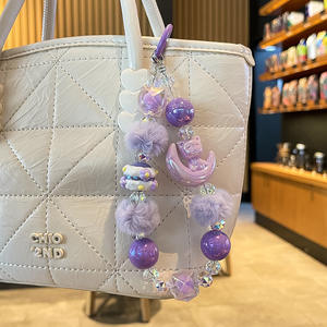 Hot in Mini soffice sfera con perline disegnate a mano portachiavi portachiavi con perline a prova persa - Product Image 2