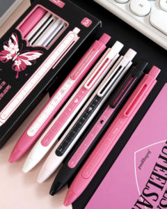 Vente en gros de stylos à bille gel haute apparence en métal de 0.5mm, <span class=keywords><strong>stylo</strong></span> règle fille mignonne, papeterie en plastique pour l'écriture - Product Image 2