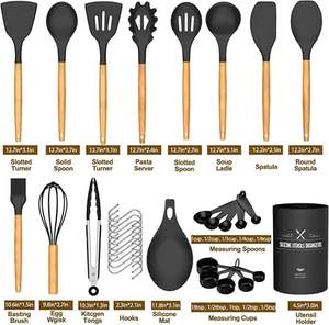 Nuevos Productos, Juego de 33 Utensilios de Cocina Antiadherentes de Silicona con Mango de Madera para el Hogar y la Cocina - Product Image 2