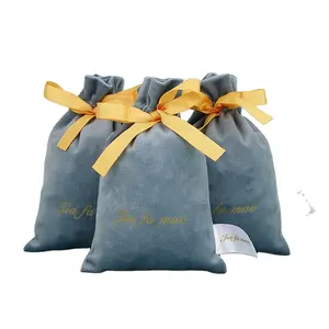 Widely Used Superior Quality Popular Felt Custom Logo Print Gift Jewelry Bag Silver Velvet Yellow Drawstring Bag