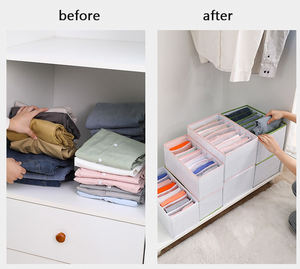 Armario plegable de malla lavable, armario de almacenamiento de ropa, 7 rejillas, cajón divisor, organizador, tablero de soporte para <span class=keywords><strong>pantalones</strong></span> vaqueros, camiseta - Product Image 3