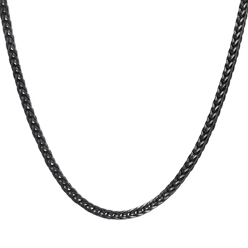 Hot-sale Curb Cuban Link Chain Chokers Basic Punk Stainless Steel Necklace For Men Women Vintage Black Gold Tone Solid Metal