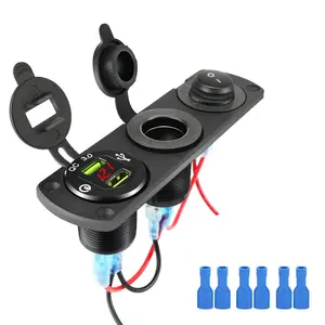 Alta CALIDAD DE FÁBRICA DE autocaravana modificada QC3.0 Dual USB Metal coche carga rápida toma de corriente interruptor impermeable 12V 24V