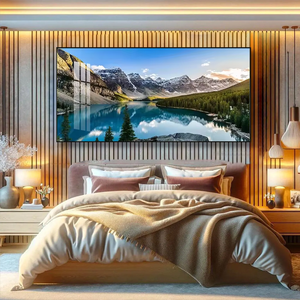 Moderne Grand Paysage Mur Toile Art Nature Photos des Alpes <span class=keywords><strong>Montagne</strong></span> Soleil Forêt et <span class=keywords><strong>Lac</strong></span> en Cristal Porcelaine Cadre - Product Image 3