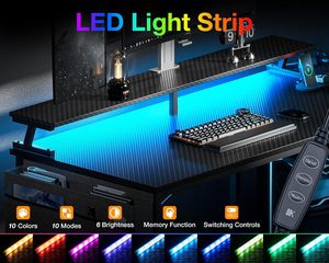 Ajunion L hình chơi game Bàn 48 "W máy tính bàn USB sạc cổng cửa hàng chơi game Bảng Đèn LED 10 màu sắc 6 độ sáng - Product Image 4