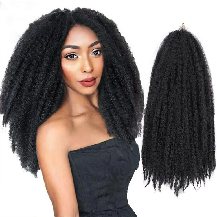 18 "Marley hair Twist afro sintético trenzado extensiones LOCs crotchet trenzas a granel natural negro rizado trenza Twist Marley hair