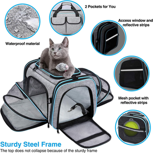 Transportín para Mascotas Aprobado por Aerolíneas OEM, Transportín de Viaje para Mascotas con Laterales Suaves, Expandible por 4 Lados, Plegable para Gatos, con Bolsillos - Product Image 5