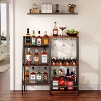 SENYU Table de bar autoportante polyvalente pour la maison, présentoir trapézoïdal pour bouteilles de whisky, étagère à vin en bois