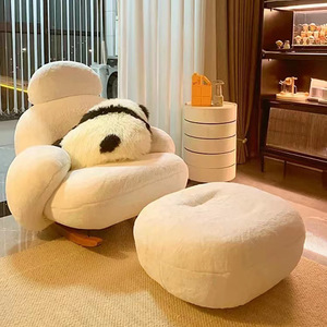 Sillón mecedora individual grande blanco, estilo 'Net Red', color crema, reclinable para adultos, para sala de estar, balcón, dormitorio y ocio, sillón de descanso. - Product Image 4