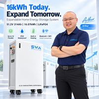 Baterai Surya LiFePO4 SWA 16kWh 51.2V 314Ah IP65 Dilengkapi Pemanas WiFi Bluetooth hingga 16 Unit Paralel Dapat Diperluas Penyimpanan Energi Rumah OEM
