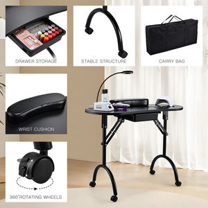 <span class=keywords><strong>Table</strong></span> de <span class=keywords><strong>Manucure</strong></span> Pliable Portable en Métal à Roulettes Grande Capacité Poste de Travail pour Ongles pour Salon de Beauté avec Sac de Transport à Fermeture Ouverte - Product Image 3