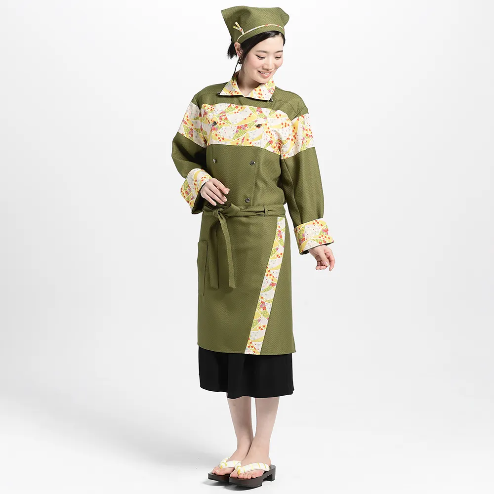 Patterned Japanese traditional women cook female chef uniforms