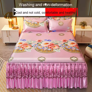 Bán Chạy Nhất 3-Mảnh Mùa Hè Hoa Giường Đặt 200TC Băng Lụa Mát Mẻ Thoải Mái Mềm Mại Có Thể Gập Lại Ren-Cạnh Mây Mat - Product Image 3