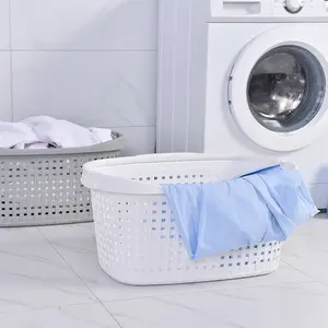 Breathable Hollow Rectangle Laundry Hamper With Long Handles Portable Plastic Clothes Hamper For Living Room