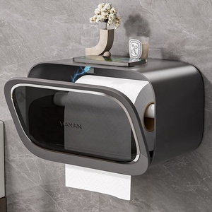 Étagère de rangement murale moderne en plastique <span class=keywords><strong>sans</strong></span> perçage pour serviettes de toilette, rouleaux de papier toilette, boîtes à mouchoirs, organisateur de salle de bain - Product Image 2