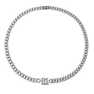 주식 도매 패션 아메리카 쿠바 M 편지 목걸이 티타늄 스틸 힙합 스타일 남자 파티 선물 빈티지 여성 세련된 - Product Image 4