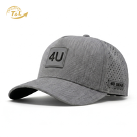 Gorra Trucker de Malla Transpirable T&L 4U, 6 Paneles, Ajustable, Unisex, Gris, Deportiva, de Moda, para Viajes, con Logotipo de Goma en Relieve y Bordado 3D