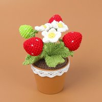 Plantes en pot de fraises au crochet, fleurs de fruits faites à la main au crochet, cadeau pour la décoration de la maison, bureau, fête des mères