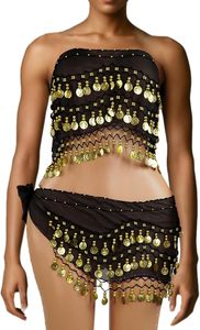 Women Hip Scarf Belly Dancing Coins <strong>Belt</strong> Skirts Suit <strong>Festival</strong> Cosplay Halloween Costume - Product Image 2