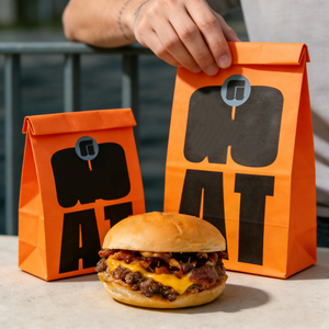 Bolsa <span class=keywords><strong>de</strong></span> Papel Kraft Blanca/Marrón Personalizada para Comida para Llevar, Papas Fritas, Hamburguesas, Pollo - Product Image 2