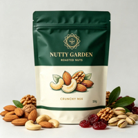 Voedselveilige, op maat bedrukte staande pouches met ziplock, matte afwerking, voor verpakkingen van gedroogd fruit en gevriesdroogde snacks