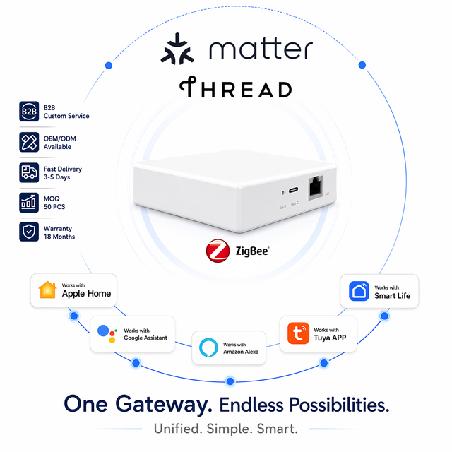 SIXWGH Matter New Arrival Smart Home System Matter Zigbee Wired Gateway Control for Smart Home Devices Via Homekit Alexa