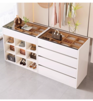 Commode moderne en bois pour chambre à coucher avec table centrale en verre et rangement