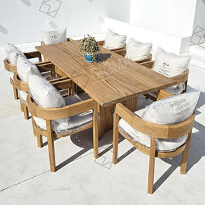 Mobilier de salle à manger d'extérieur Ensemble de <span class=keywords><strong>8</strong></span> chaises de table rectangulaire de luxe moderne en bois de teck massif - Product Image 4