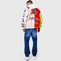 Haute qualité brodé Patch lettre logo tigre Badge deux couleurs épissé dos rouge hommes université vestes de plein air