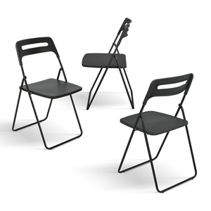 Ensemble de 6 chaises pliantes, siège en polypropylène noir, structure en métal, utilisation intérieure/extérieure, jardin - Product Image 2
