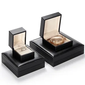 Simple elegant precious girls fashionalble ring earring necklace and jewelry set artificial leather box packaging for jewelery