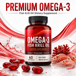 Huile de Krill Biologique Certifiée pour Améliorer la Santé Cérébrale, Capsules Molles d'Huile de Poisson Oméga-3, Complément Alimentaire pour Adultes, Sans OGM, Marque Privée - Product Image 2