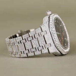 Excellent Build Quality Moissanite Diamond Watches <b>Men</b> Women Polished Steel Case Crystal <b>Studded</b> Dial Luxury Everyday Use - Product Image 1