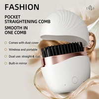 Peigne lisseur sans fil 2 en 1, brosse chauffante électrique portable, céramique ionique anti-frisottis, rechargeable par USB