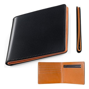 Portefeuille en cuir véritable à deux volets ultra fin pour homme avec fermeture éclair pour ranger les pièces de monnaie, style japonais, usage quotidien - Product Image 3